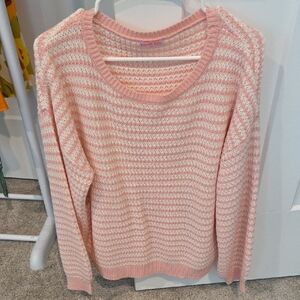 Pink Lily Pink and Cream Striped Crewneck Sweater